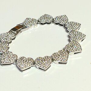 Silver Pave Crystal Heart Bracelet